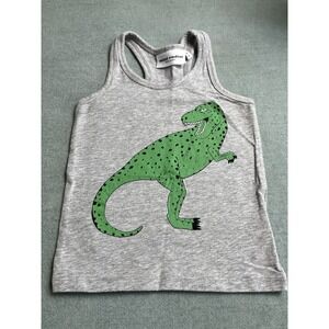 Mini Rodini Organic Cotton Gray Dinosaur Tank Top 80/86 (9-18 Months)